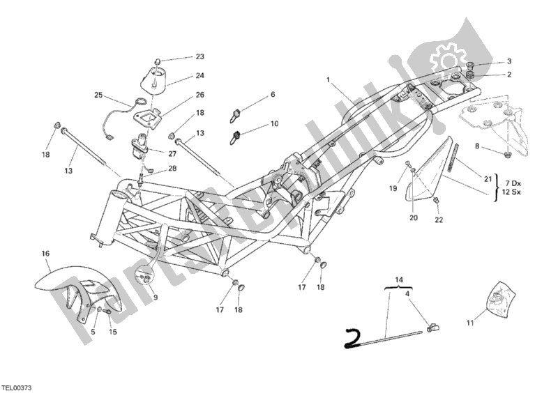 All parts for the Frame of the Ducati Monster S2R 1000 2008
